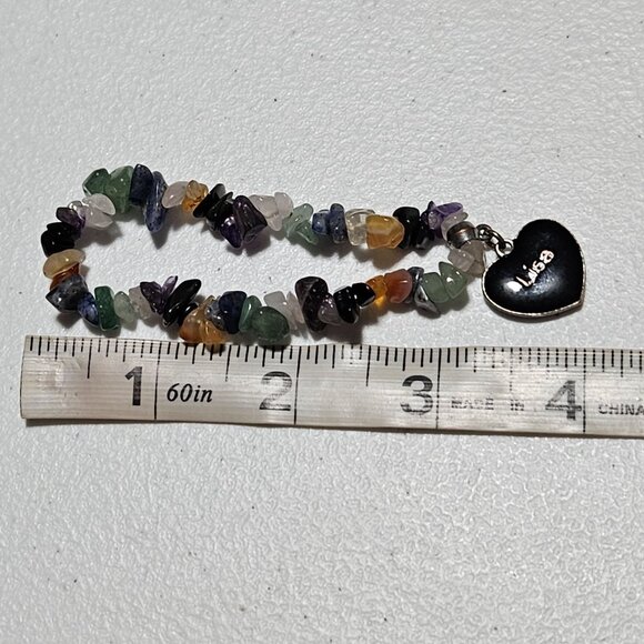 Gemstone Nugget Bracelet Black Charm Lisa Stretch Elastic Fashion Jewelry Women - Picture 4 of 4